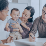 image showing couple and child together with advisor