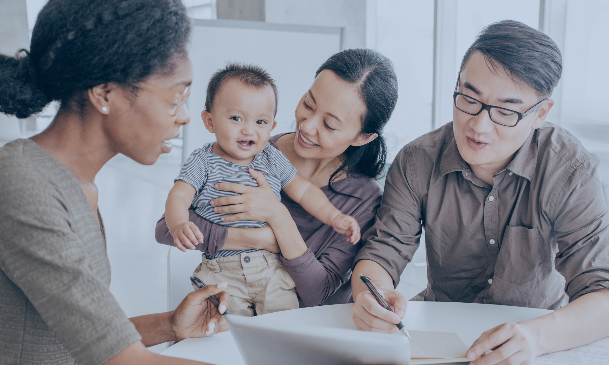 image showing couple and child together with advisor