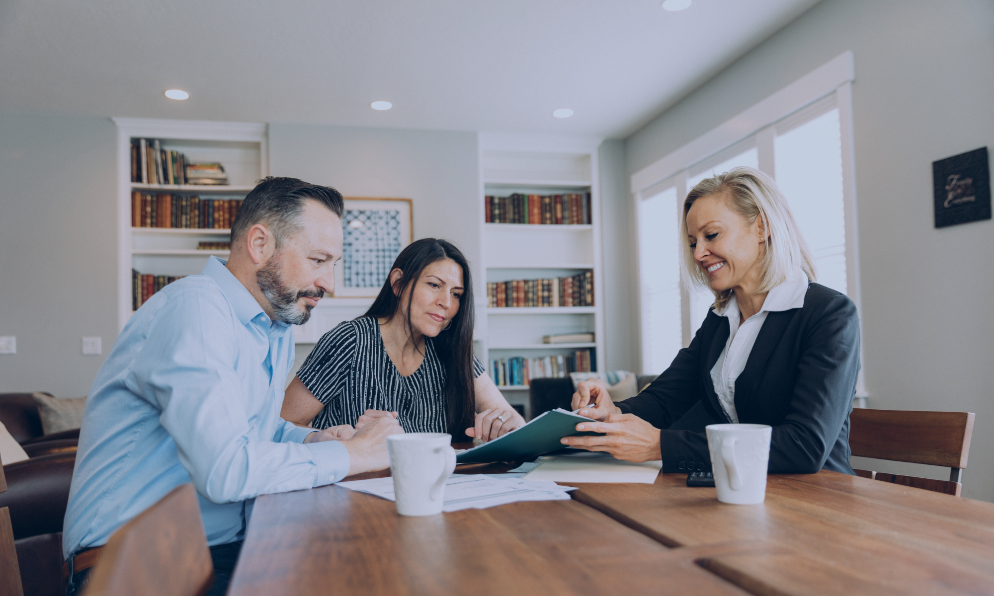 family together with financial advisor learning about strategies